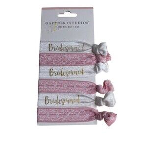 Gartner Studios Bridesmaid and Pink Polka Dot Ribbon Hair Ties. Brand New.